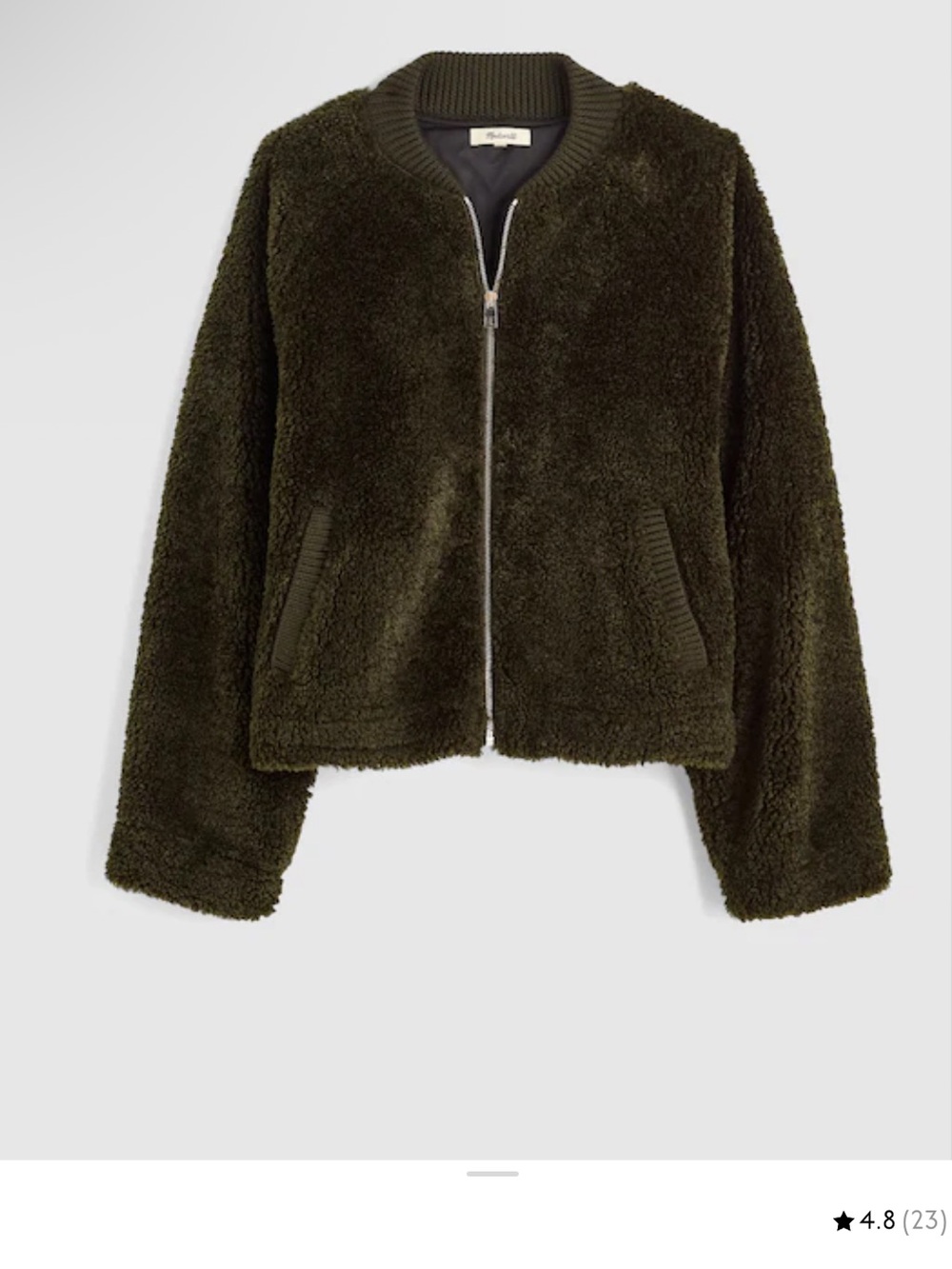 Madewell Olive Green Teddy Bomber Jacket